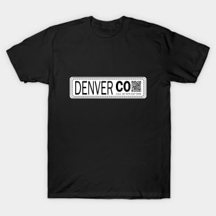 New Vintage Travel Location Qr Denver CO T-Shirt